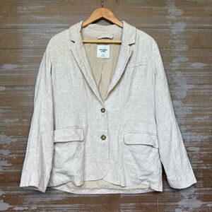 Abercrombie & Fitch Relaxed Linen Suiting Blazer Tan Career Preppy Womens M